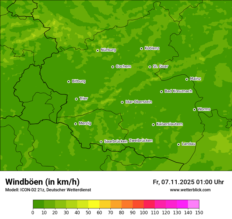 Modellkarten Windgeschwindigkeit