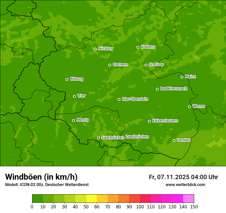 Modellkarten Windgeschwindigkeit