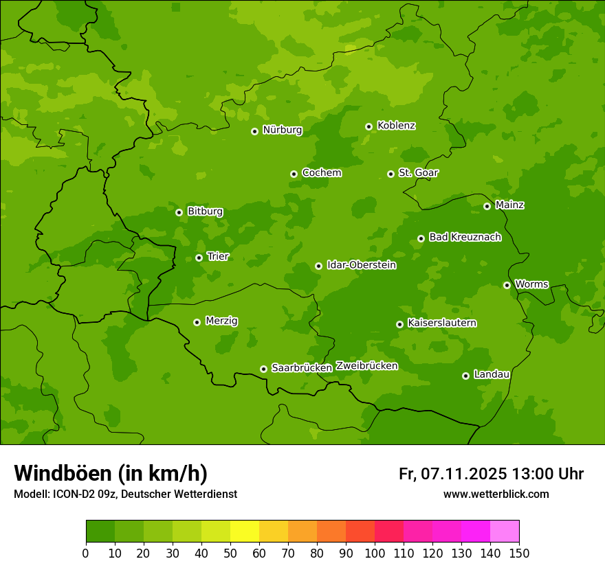 Modellkarten Windgeschwindigkeit
