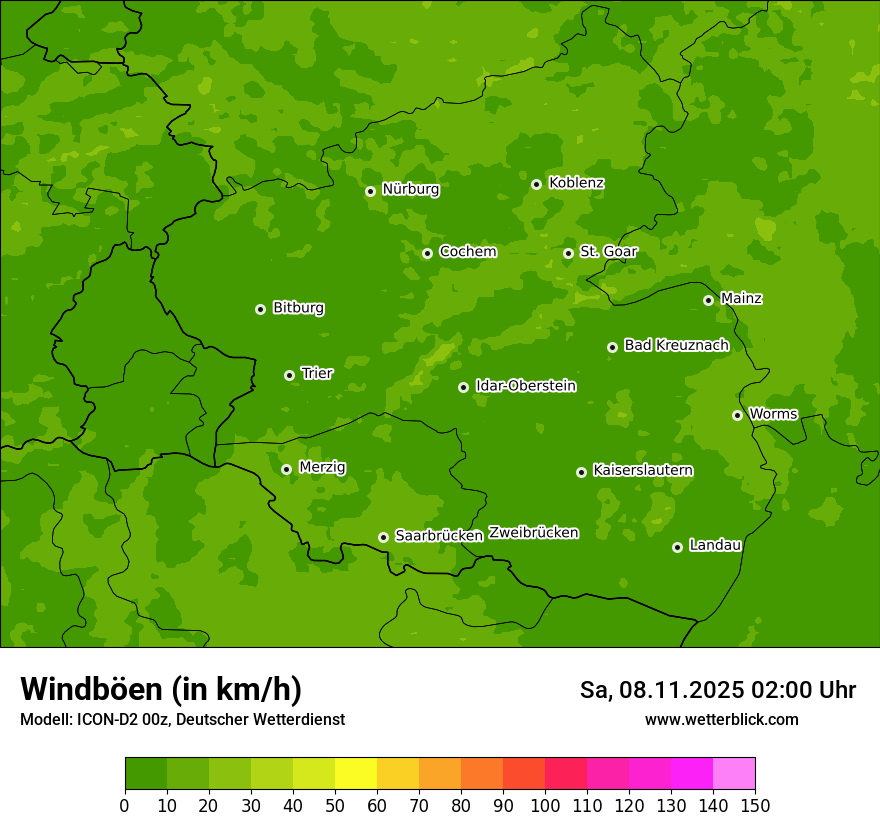 Modellkarten Windgeschwindigkeit