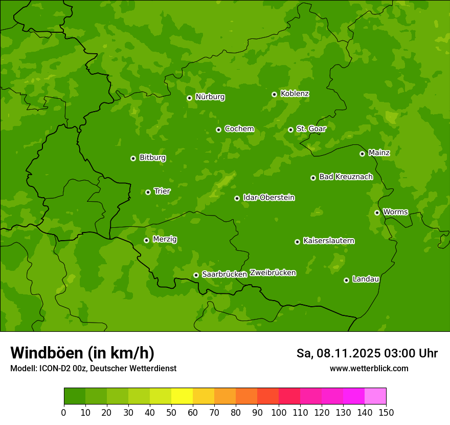 Modellkarten Windgeschwindigkeit