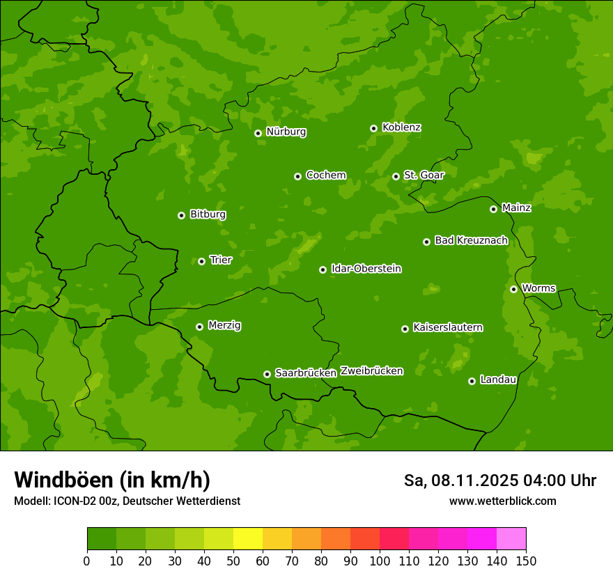 Modellkarten Windgeschwindigkeit
