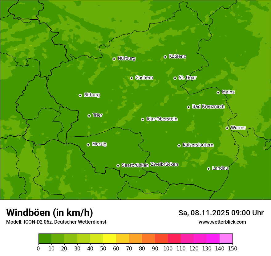 Modellkarten Windgeschwindigkeit