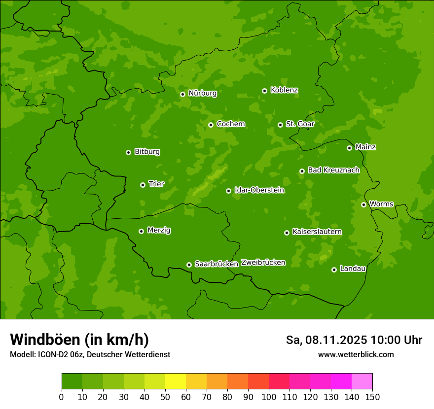 Modellkarten Windgeschwindigkeit