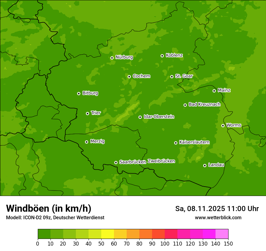 Modellkarten Windgeschwindigkeit