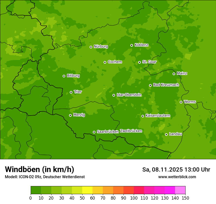 Modellkarten Windgeschwindigkeit