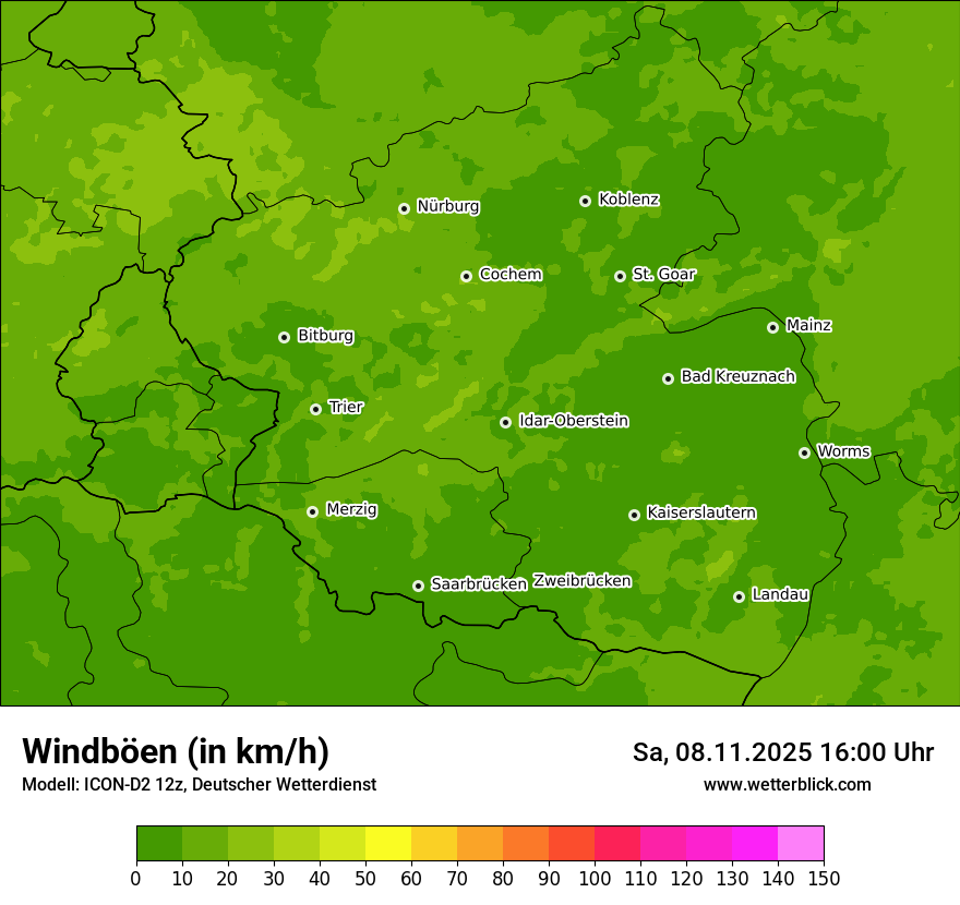 Modellkarten Windgeschwindigkeit