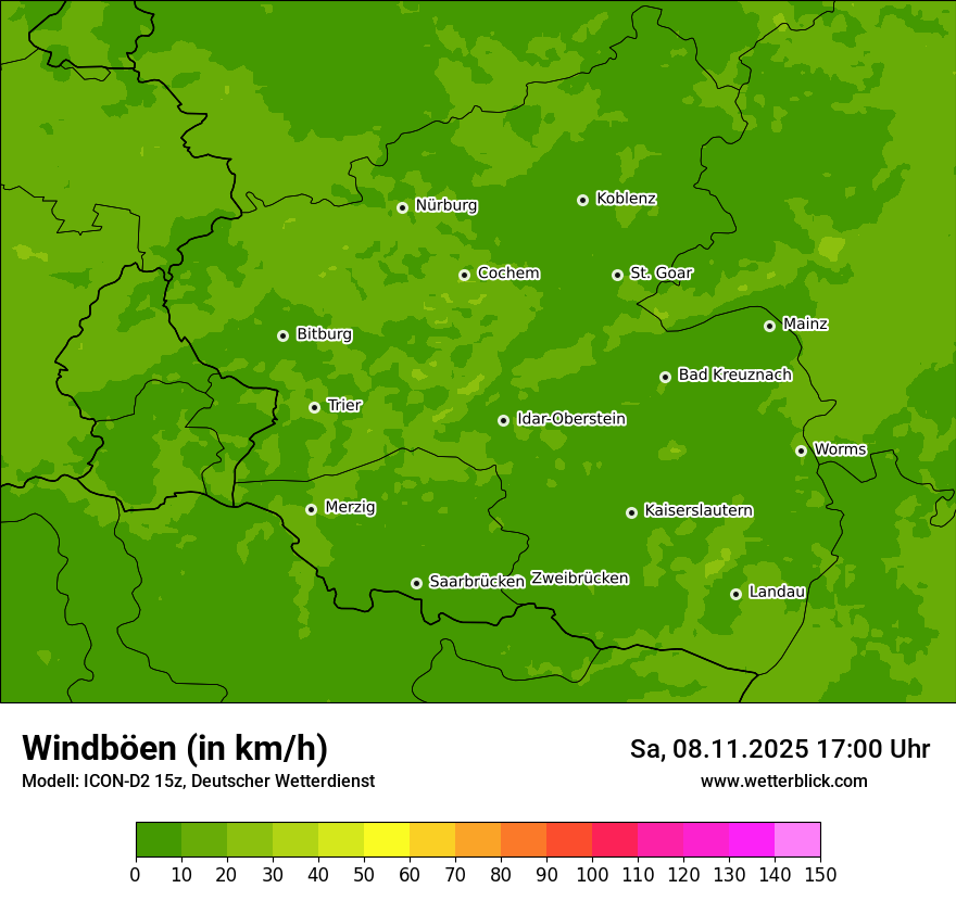 Modellkarten Windgeschwindigkeit