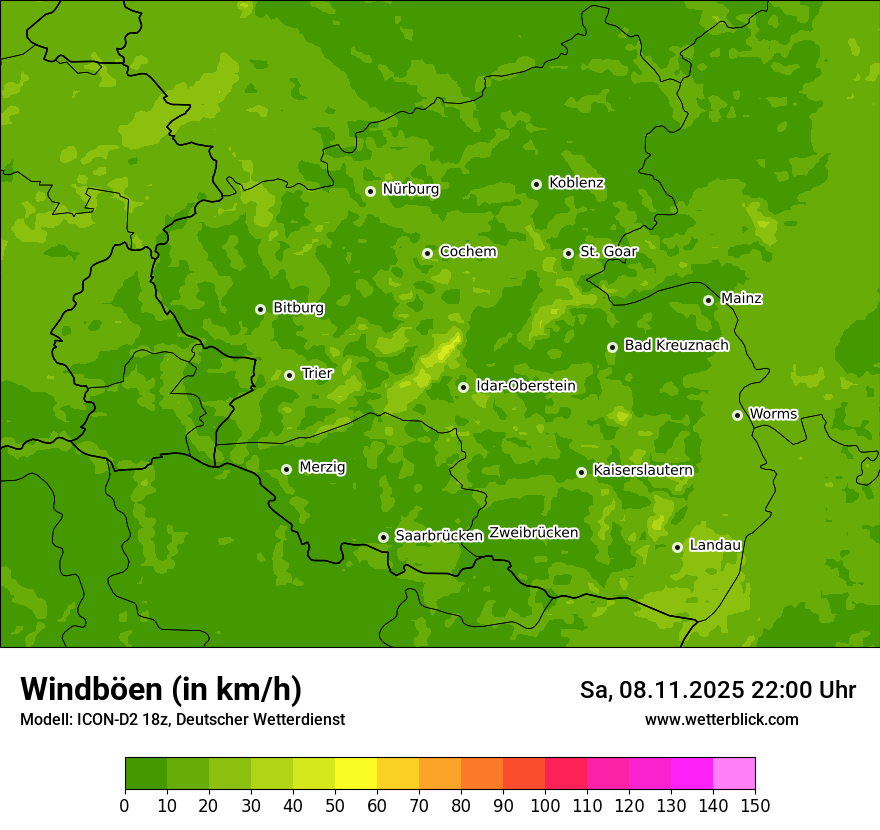 Modellkarten Windgeschwindigkeit