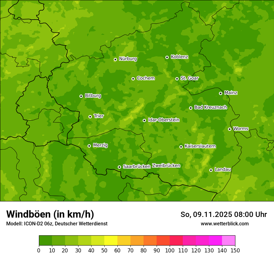 Modellkarten Windgeschwindigkeit