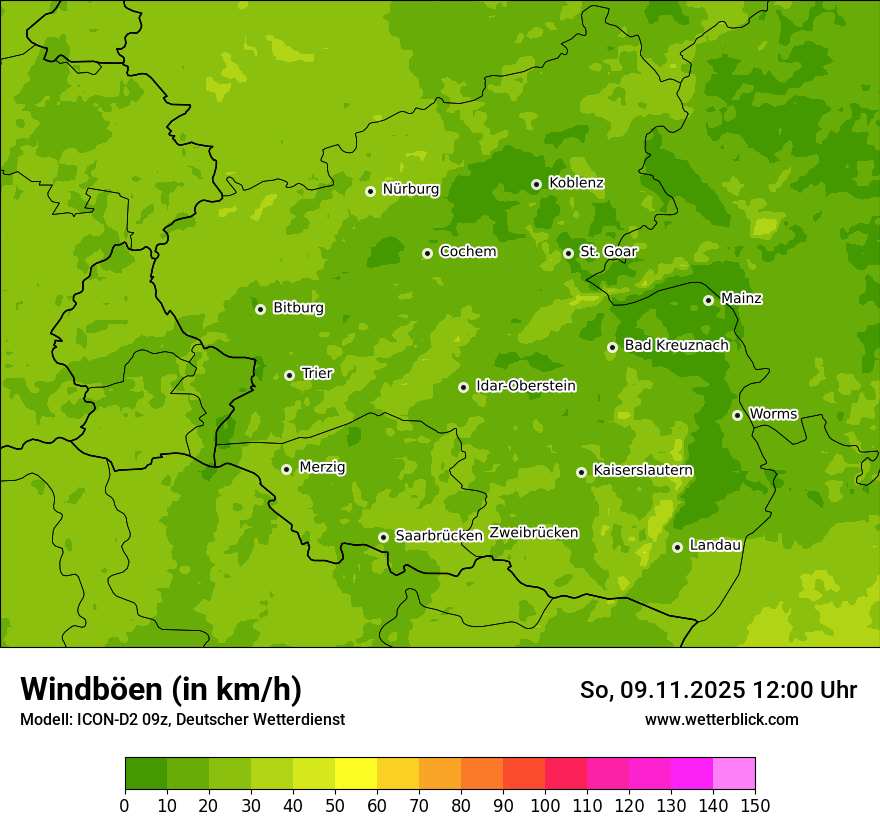 Modellkarten Windgeschwindigkeit