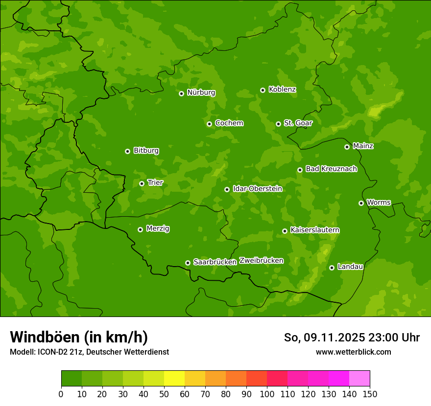 Modellkarten Windgeschwindigkeit