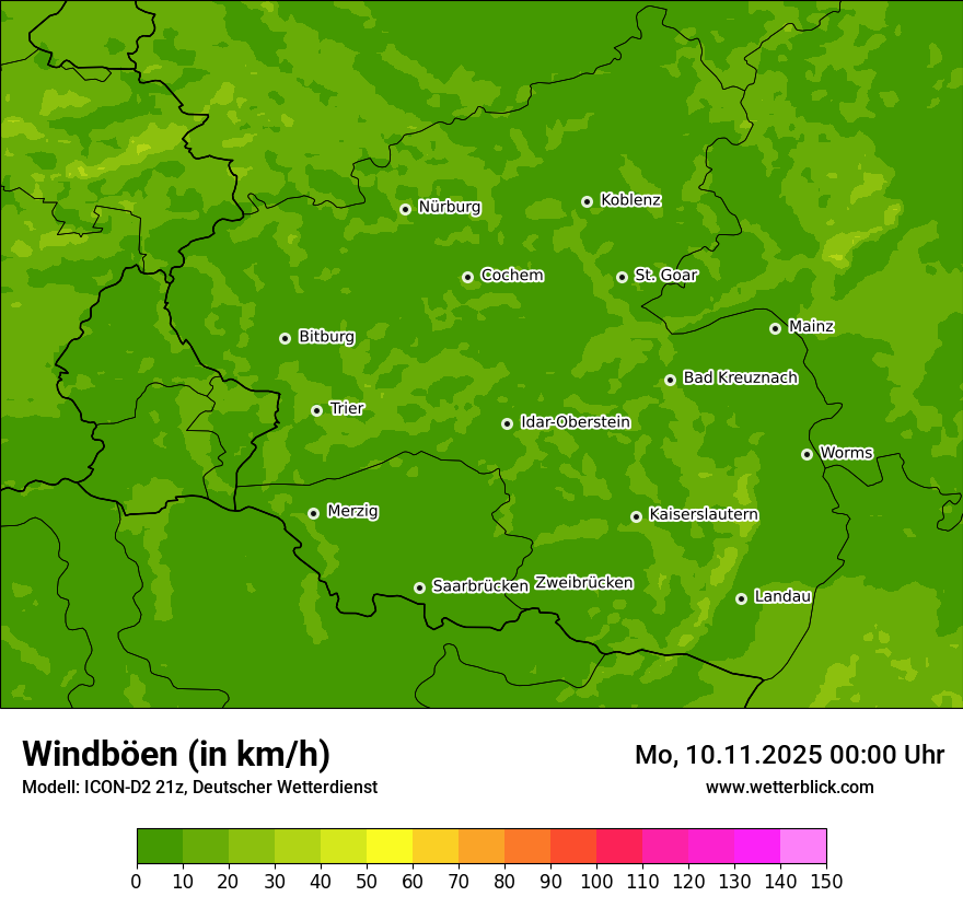 Modellkarten Windgeschwindigkeit