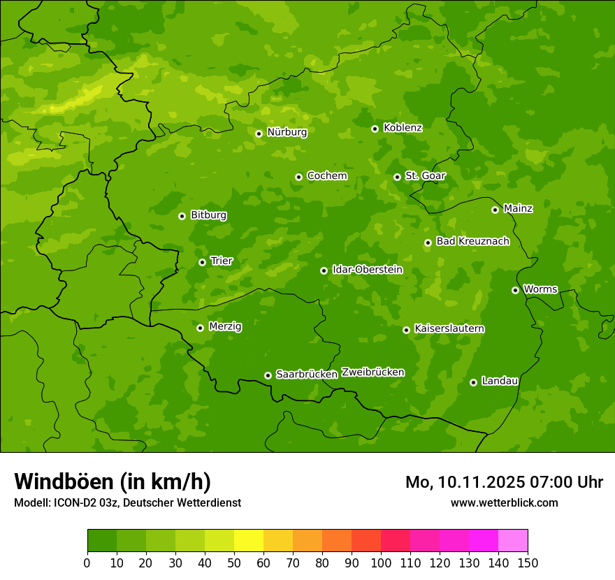 Modellkarten Windgeschwindigkeit