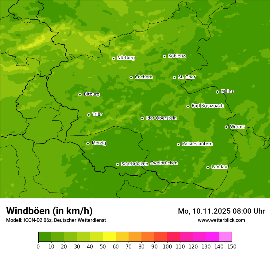 Modellkarten Windgeschwindigkeit