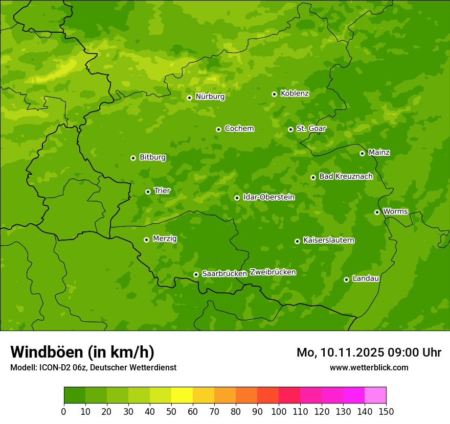Modellkarten Windgeschwindigkeit
