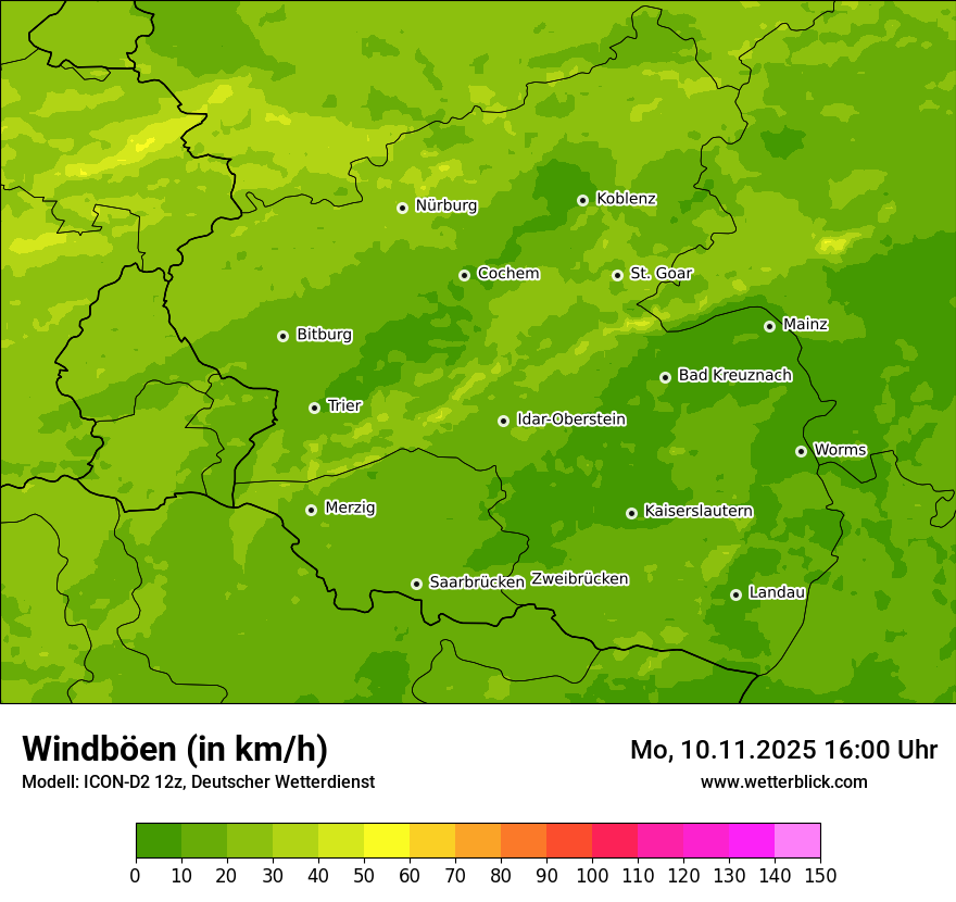 Modellkarten Windgeschwindigkeit