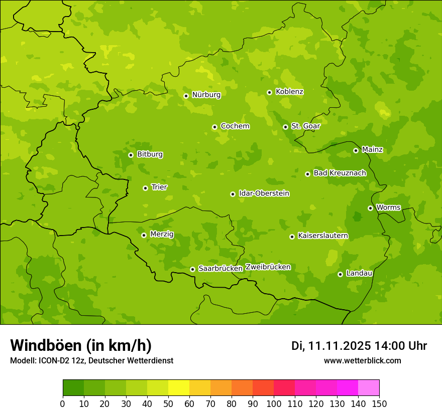 Modellkarten Windgeschwindigkeit
