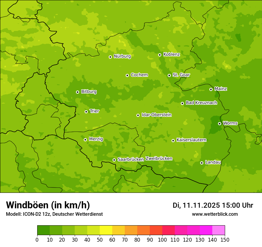 Modellkarten Windgeschwindigkeit