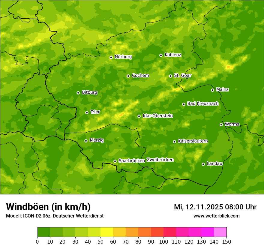 Modellkarten Windgeschwindigkeit