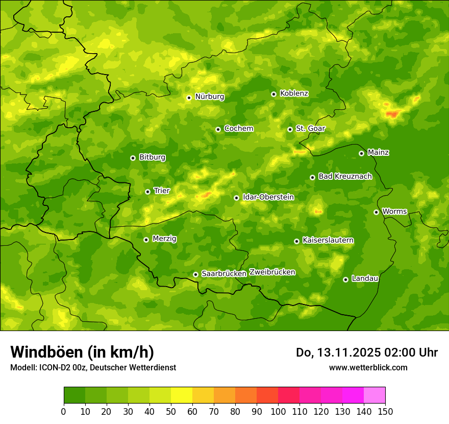 Modellkarten Windgeschwindigkeit