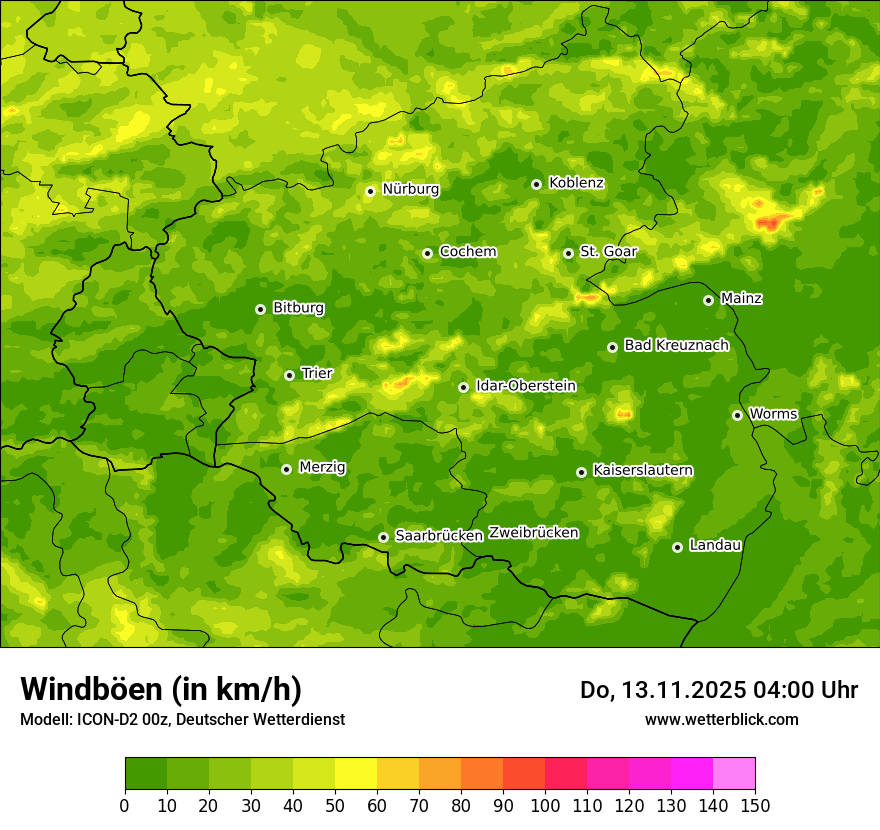 Modellkarten Windgeschwindigkeit
