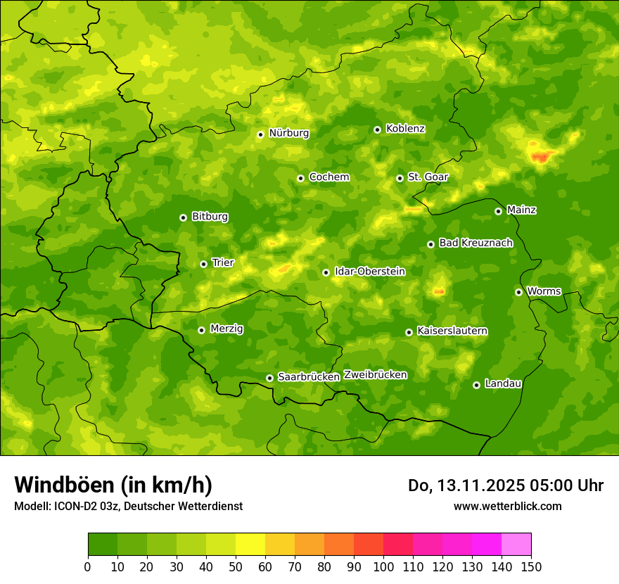 Modellkarten Windgeschwindigkeit