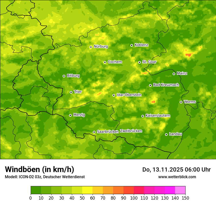 Modellkarten Windgeschwindigkeit