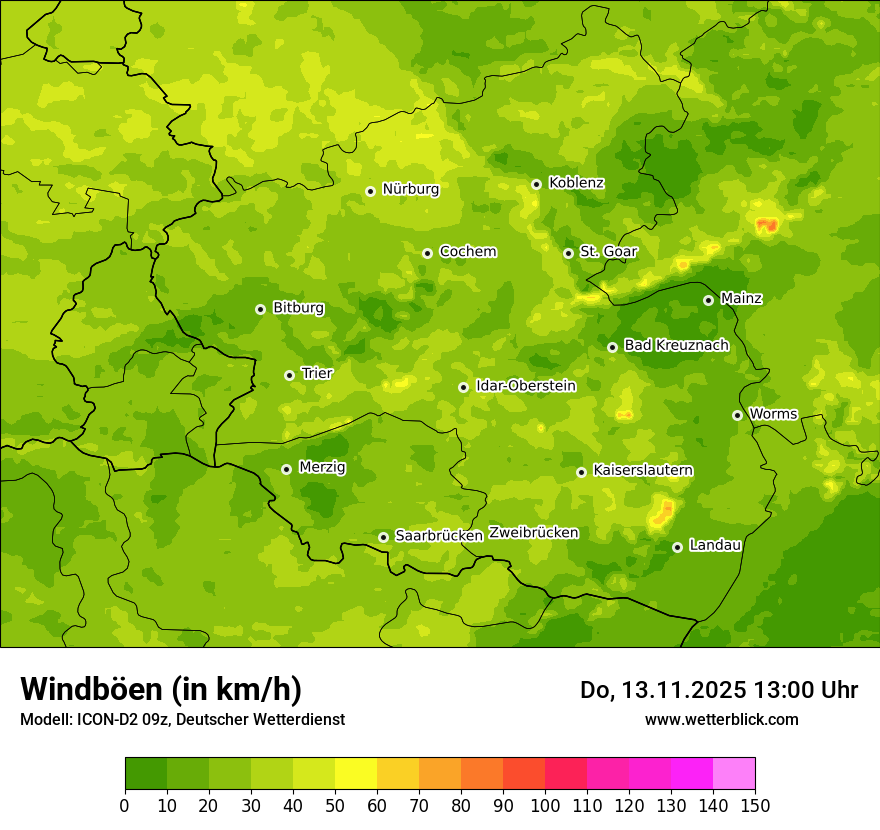 Modellkarten Windgeschwindigkeit