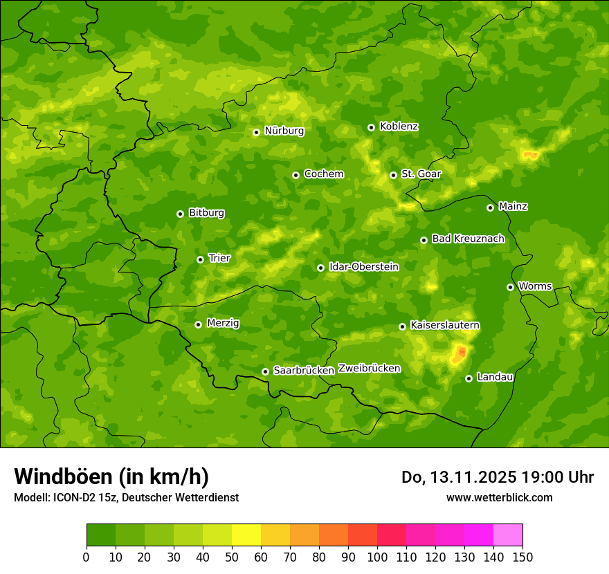 Modellkarten Windgeschwindigkeit
