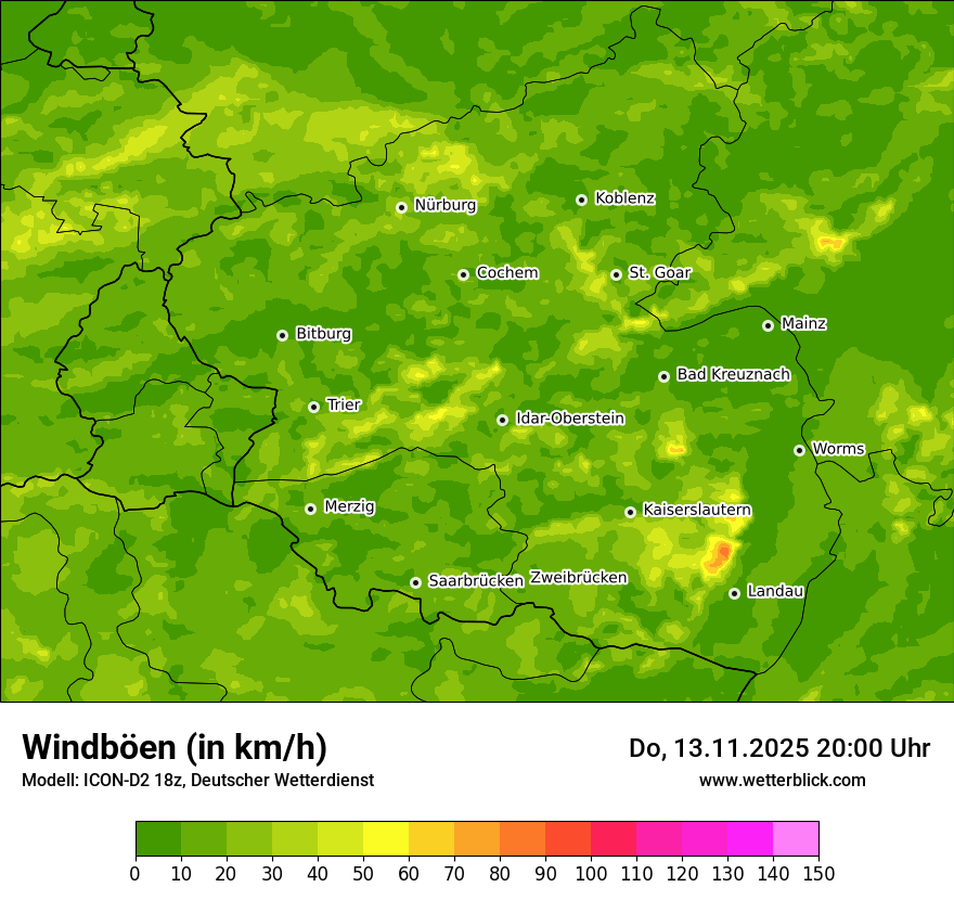 Modellkarten Windgeschwindigkeit