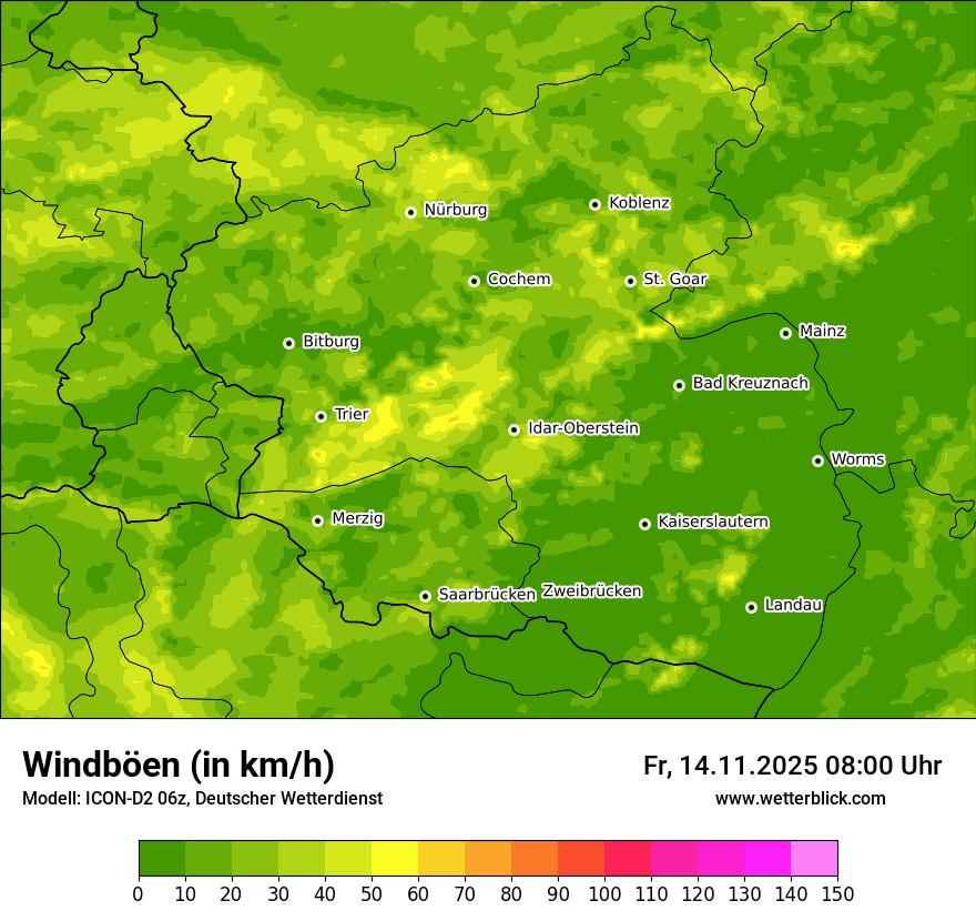 Modellkarten Windgeschwindigkeit