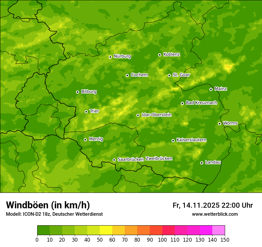 Modellkarten Windgeschwindigkeit