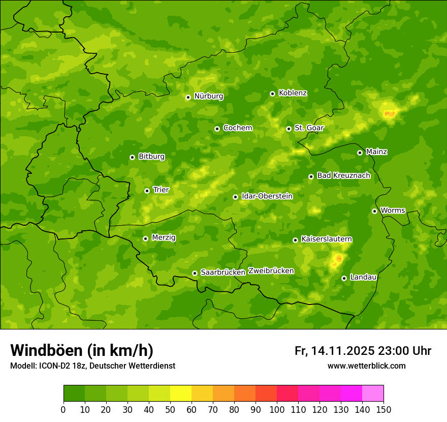 Modellkarten Windgeschwindigkeit