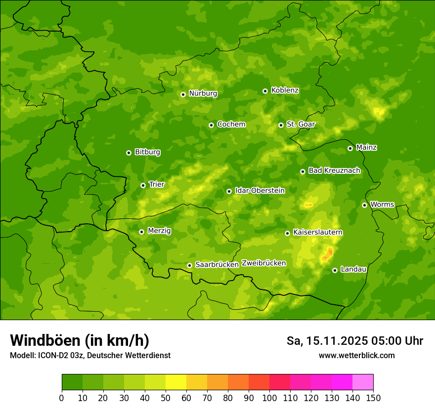 Modellkarten Windgeschwindigkeit