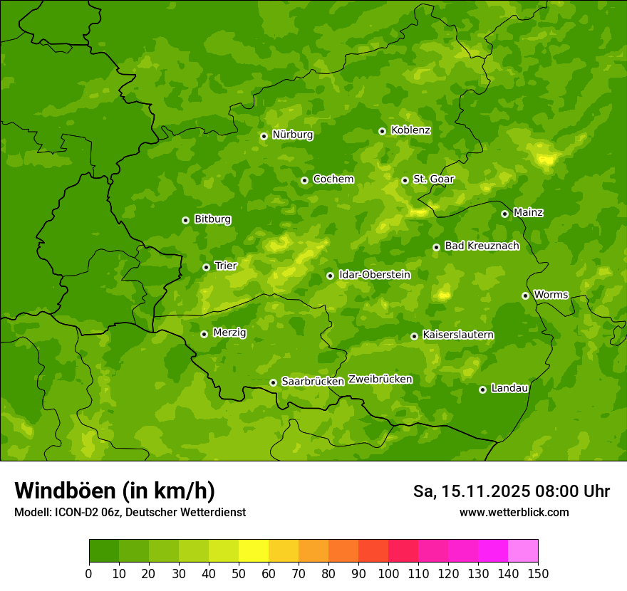 Modellkarten Windgeschwindigkeit