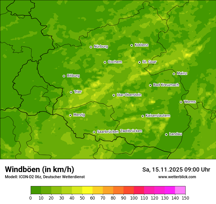 Modellkarten Windgeschwindigkeit