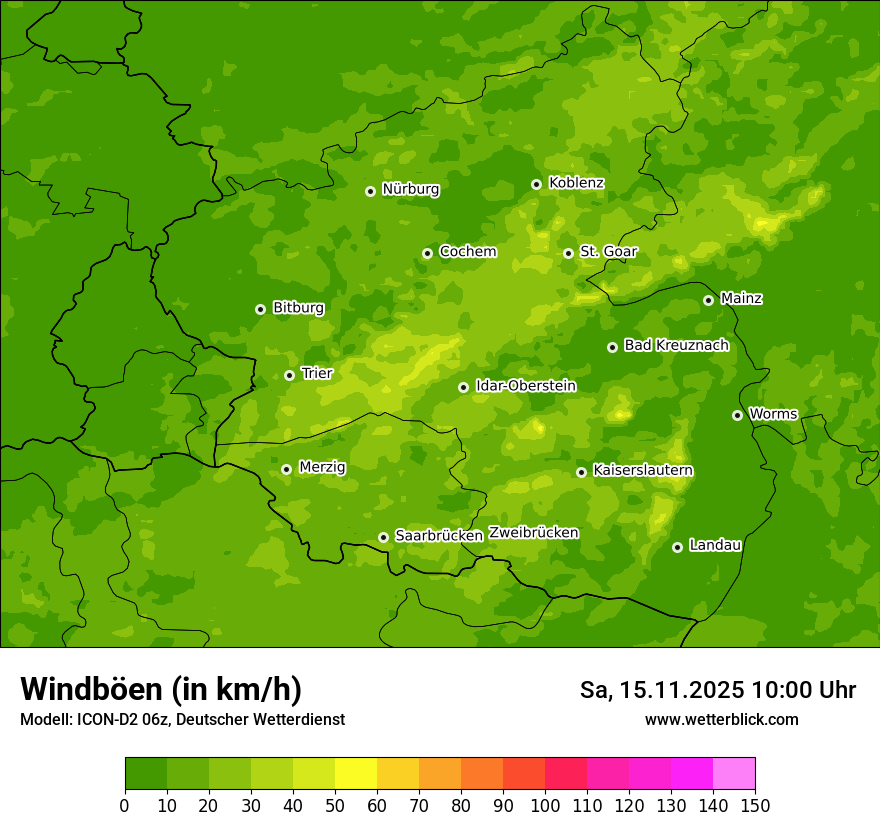Modellkarten Windgeschwindigkeit