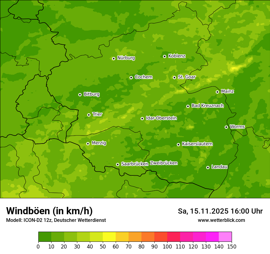 Modellkarten Windgeschwindigkeit