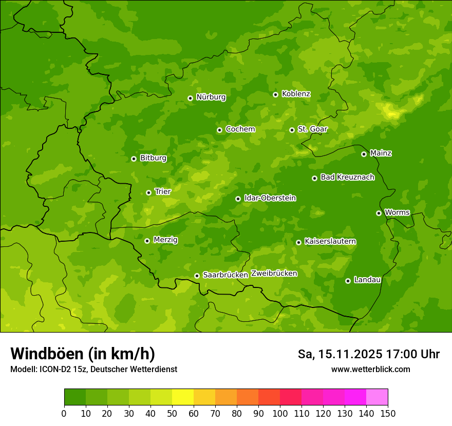 Modellkarten Windgeschwindigkeit