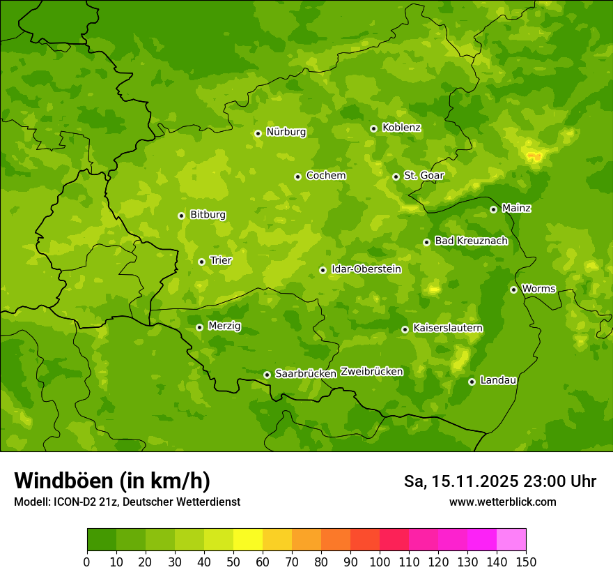 Modellkarten Windgeschwindigkeit