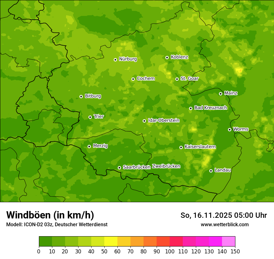 Modellkarten Windgeschwindigkeit
