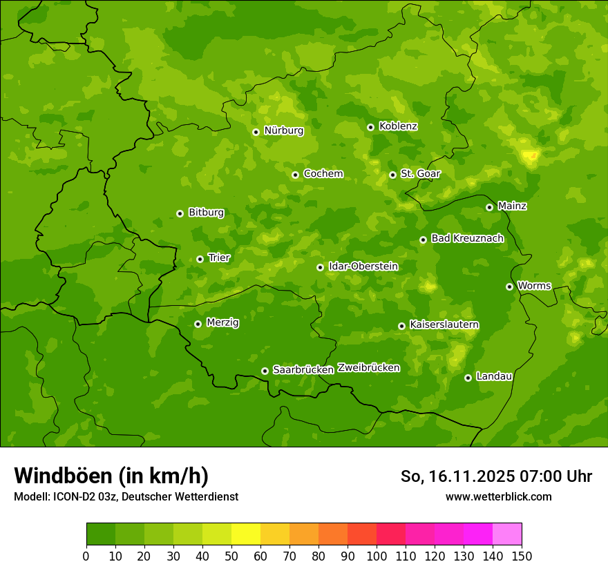Modellkarten Windgeschwindigkeit