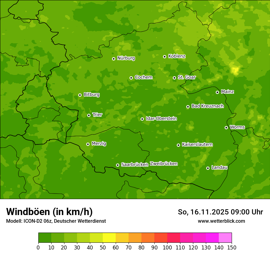 Modellkarten Windgeschwindigkeit