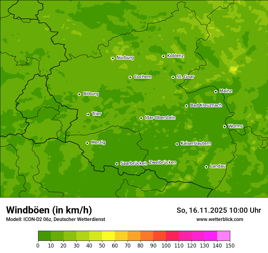 Modellkarten Windgeschwindigkeit