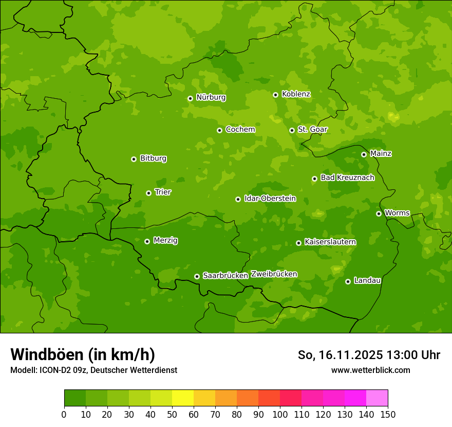Modellkarten Windgeschwindigkeit