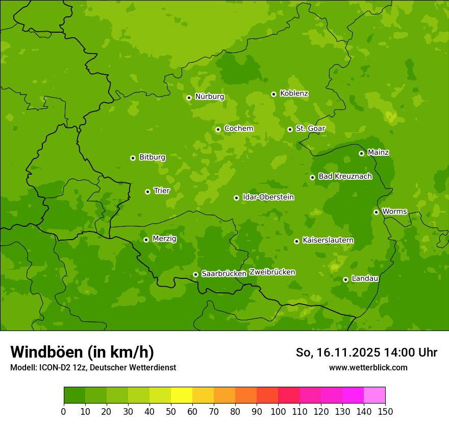 Modellkarten Windgeschwindigkeit