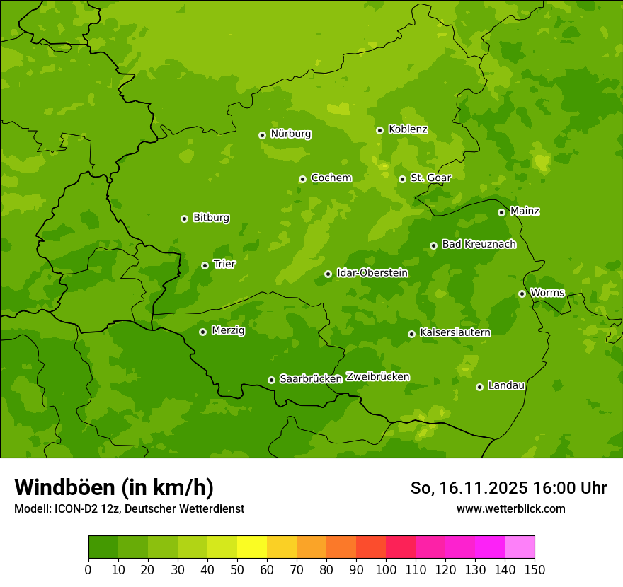 Modellkarten Windgeschwindigkeit