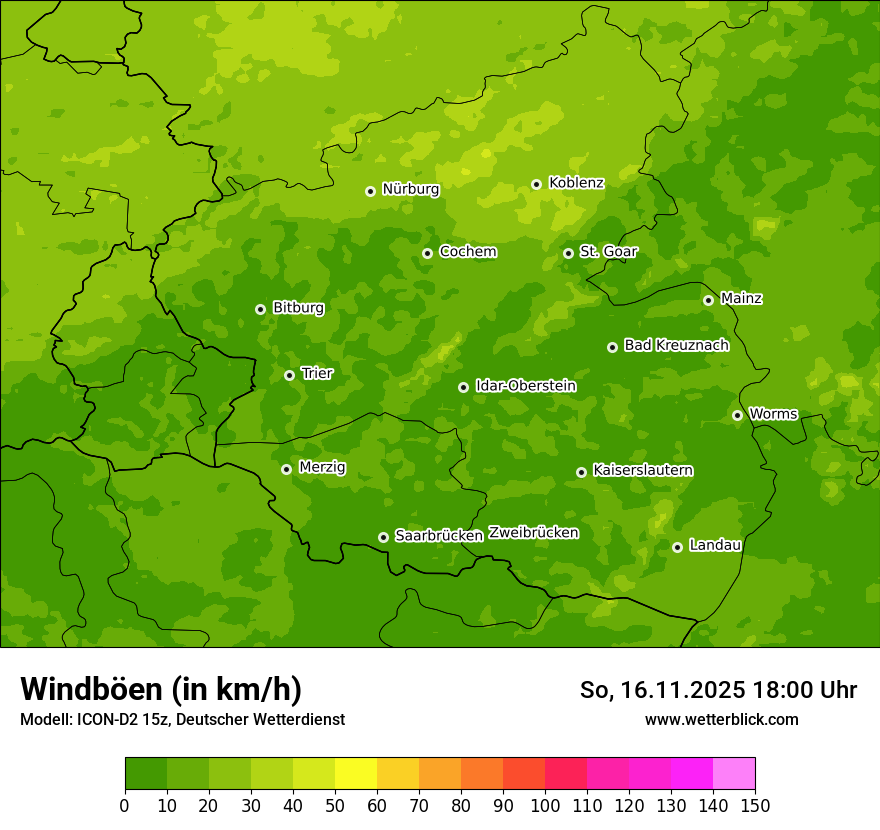 Modellkarten Windgeschwindigkeit