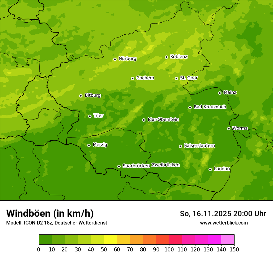 Modellkarten Windgeschwindigkeit
